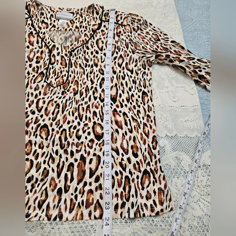 ALFRED DUNNER ANIMAL PRINT LONG SLEEVE BLOUSE PETITE Sz PM - Picture 5 of 9